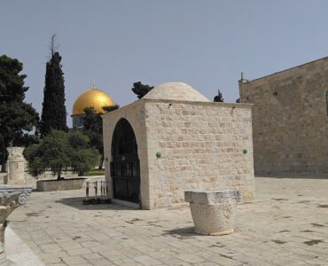 Dome of Yusuf Agha with Dome of the Rock in the background